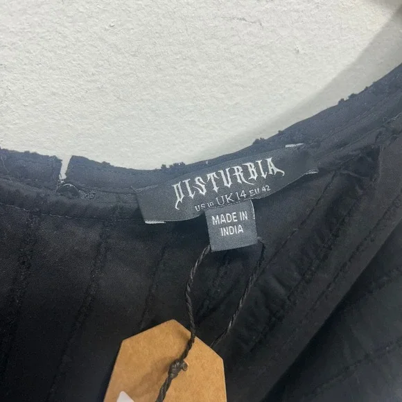 NWT Disturbia Blythe Handkerchief Hem Midaxi Dress Black Cotton whimsigoth 10 - Picture 3 of 10